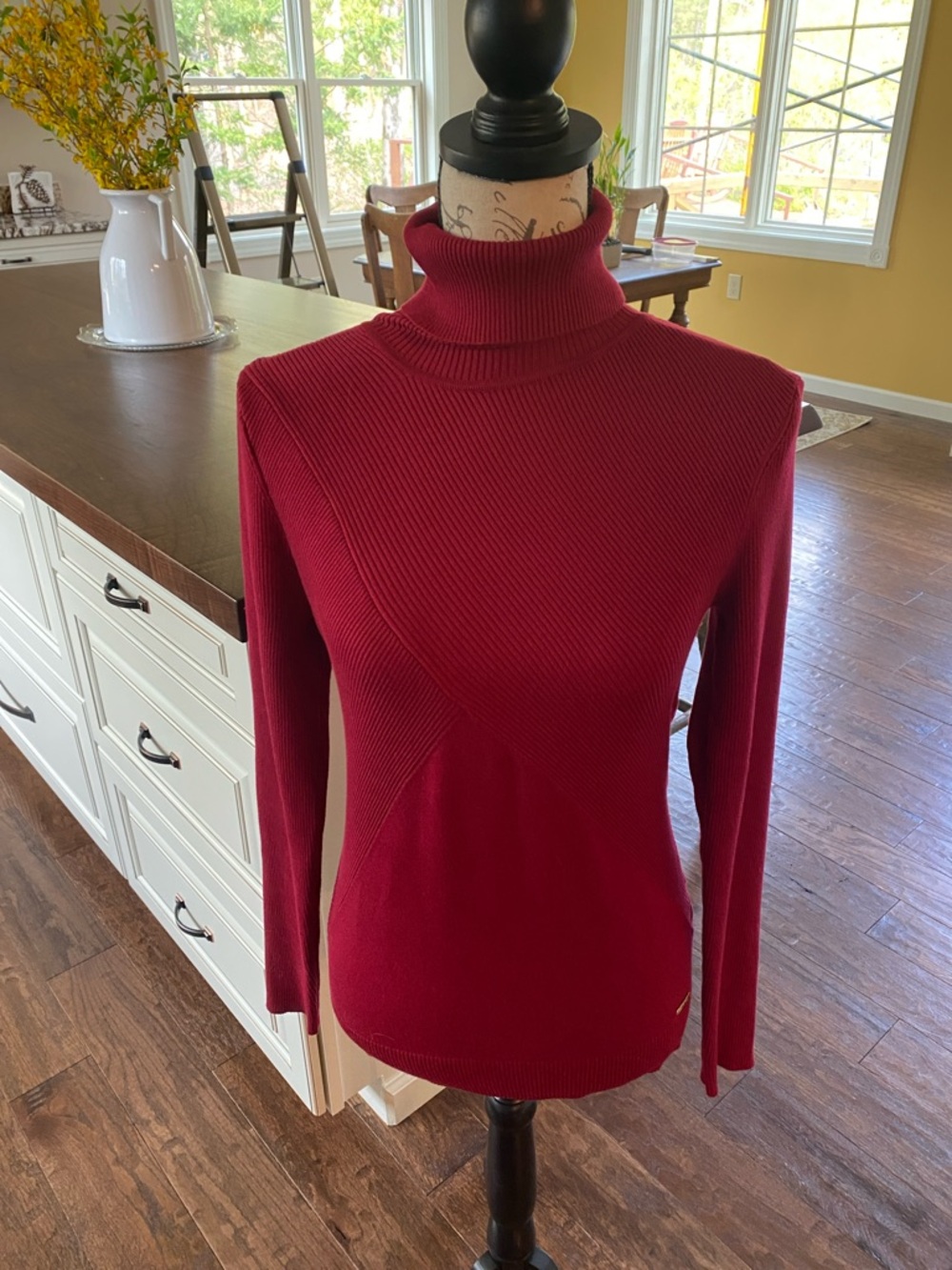 Calvin Klein Ribbed Turtleneck Sweater - Brick Red